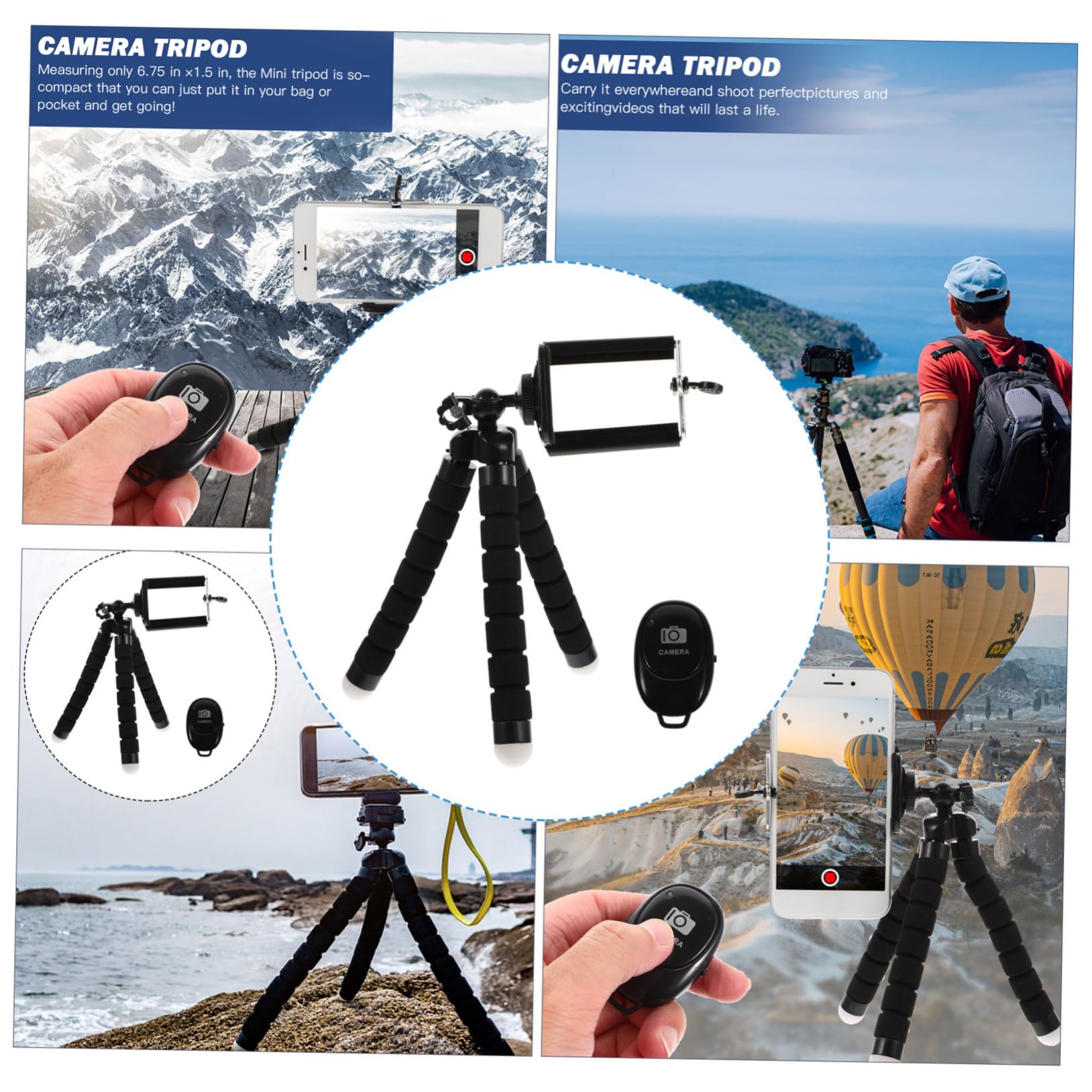 Uonlytech 2 Pack Universal Phone Stand for Desk - Adjustable Triangle Phone Holder, Camera Stand & Photography Tripod for iPhone, Samsung, Smartphones - Perfect for Video Calls, Live Streaming & Content Creation