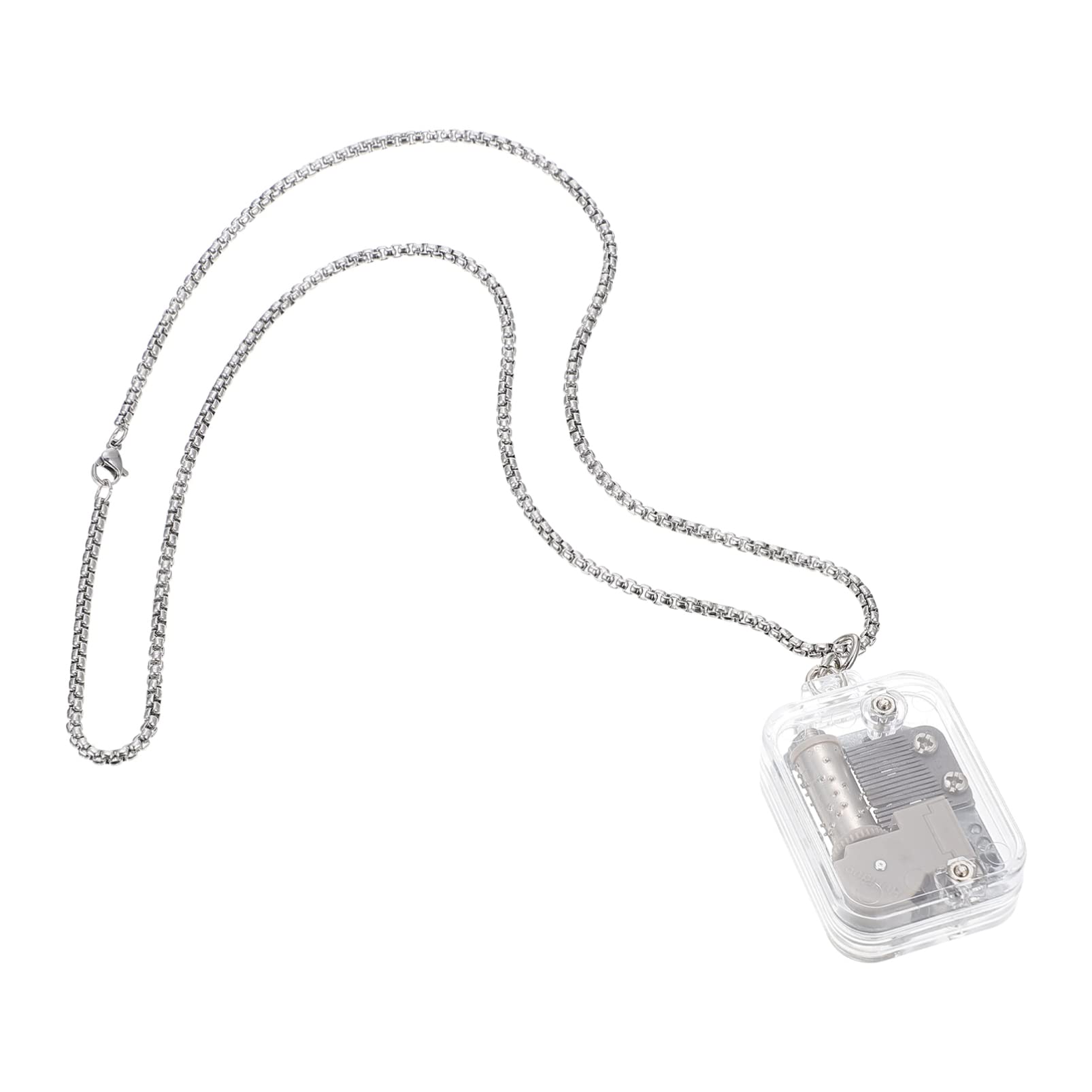 ARTIBETTER Mini Square Acrylic Music Box Necklace - Silver Musical Locket Pendant Jewelry for Women | Perfect Birthday Gift, Party Favor & Romantic Keepsake | Great for Anniversaries, Valentine's Day & Special Occasions