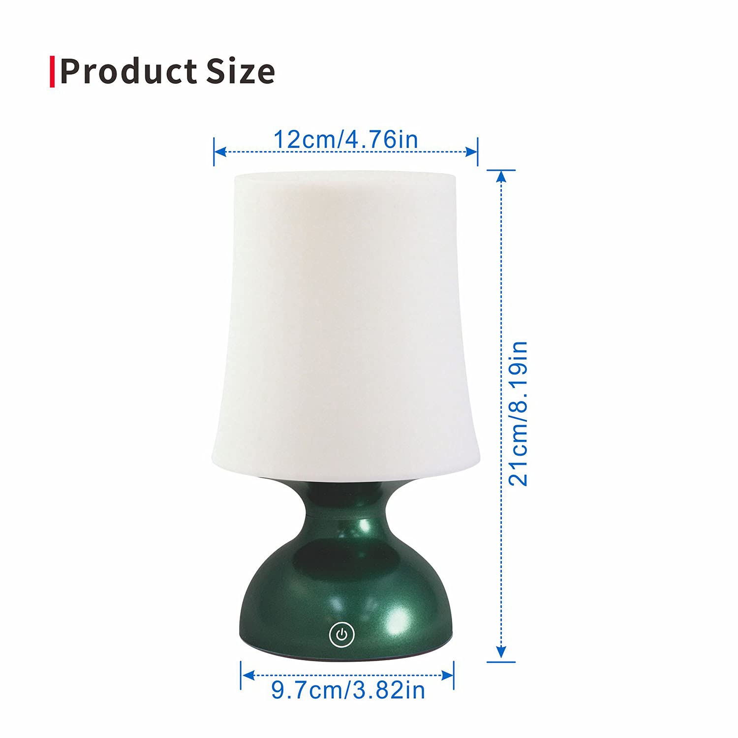 Nordic Style LED Table Lamp - Green & White Minimalist Desk Light, Battery Operated Cordless Lamp for Bedroom, Office, Living Room | Perfect Christmas Gift Idea