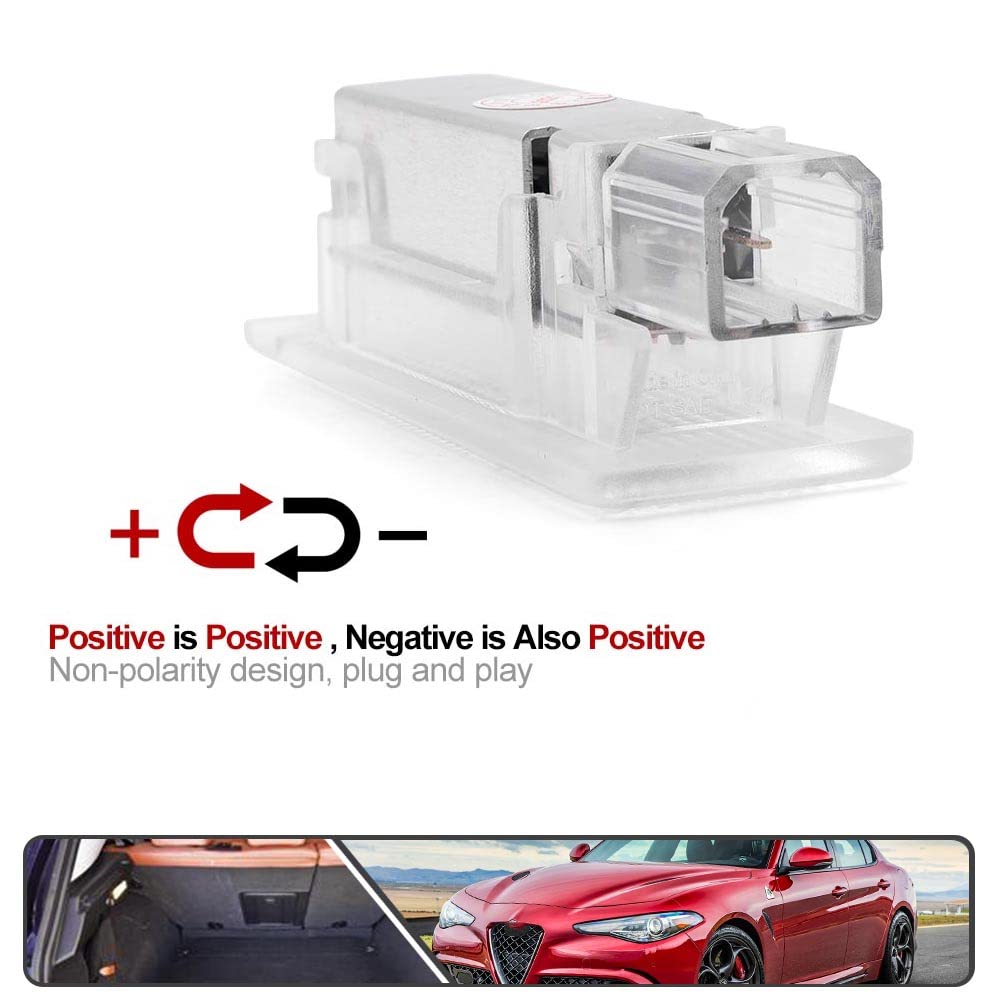 LED Luggage Trunk Lights Car Interior Lamp for Dodge Chrysler 200 Dart Jeep Renegade Cherokee KL Fiat 500 500X - Xenon White Storage Compartment Lighting for Night Driving & Road Trips