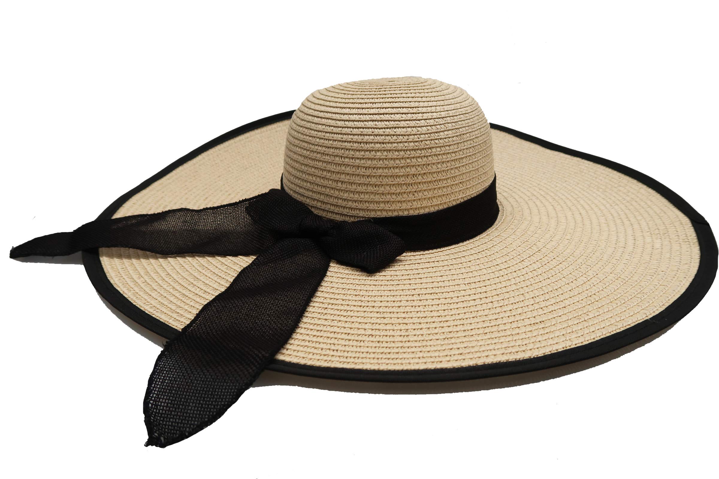 Women's Wide Brim Straw Sun Hat - UPF 50+ UV Protection Foldable Beach Hat for Summer, Vacation, Pool Party & Outdoor Activities