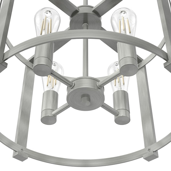 Hunter Astwood 4-Light Chandelier in Brushed Nickel - Modern Ceiling Light Fixture for Dining Room, Bedroom & Living Room Decor