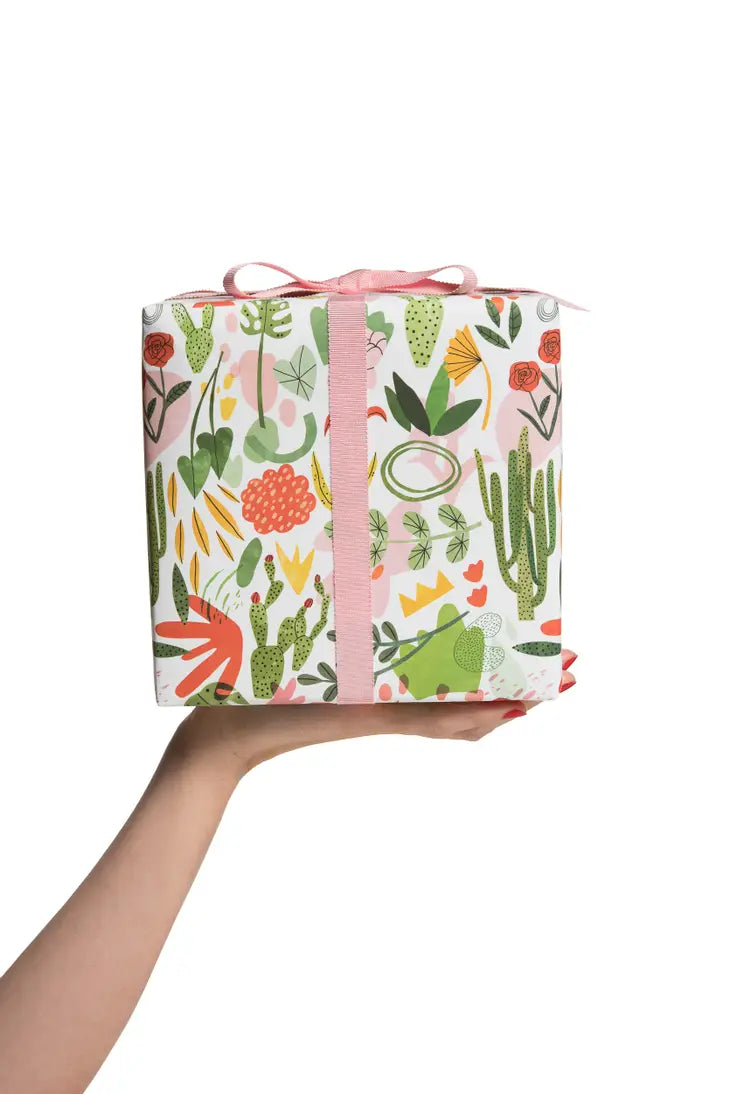 Beautiful Succulent Garden Gift Wrapping Set - Perfect for Birthday, Wedding & Housewarming Presents - Eco-Friendly Plant Lover Gift Packaging