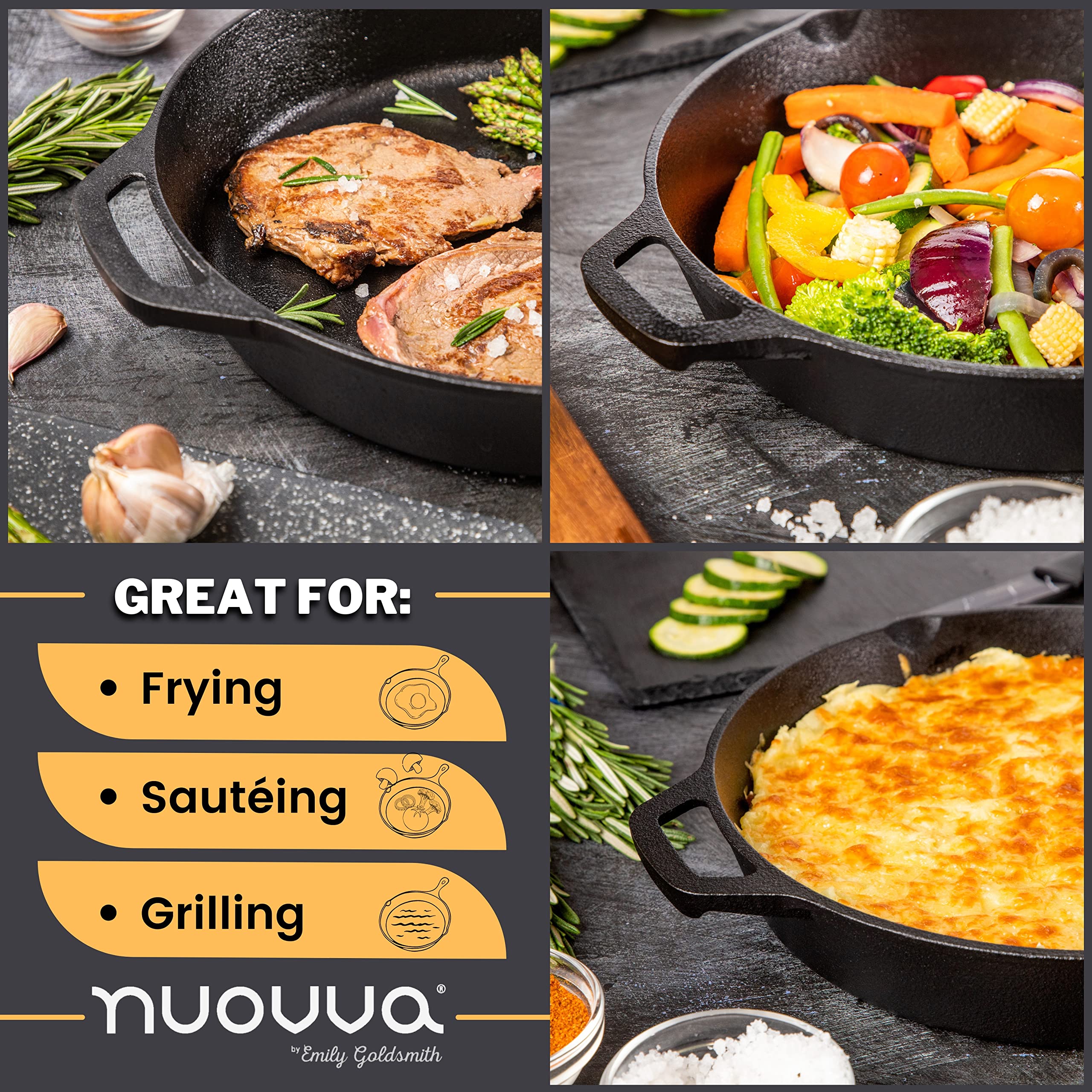 Premium 2-Piece Cast Iron Skillet Set – Pre-Seasoned 10