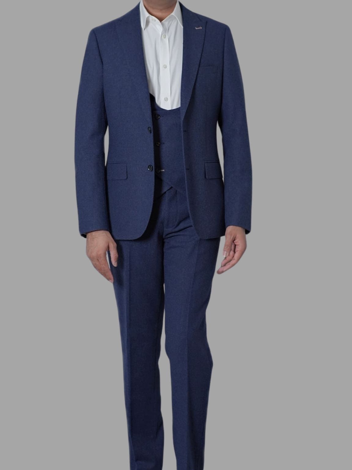 Harry Brown Ralph Tweed Navy 3 Piece Suit for Men | Premium Wool Blend Business Formal Attire | Perfect for Weddings, Office Meetings & Special Occasions