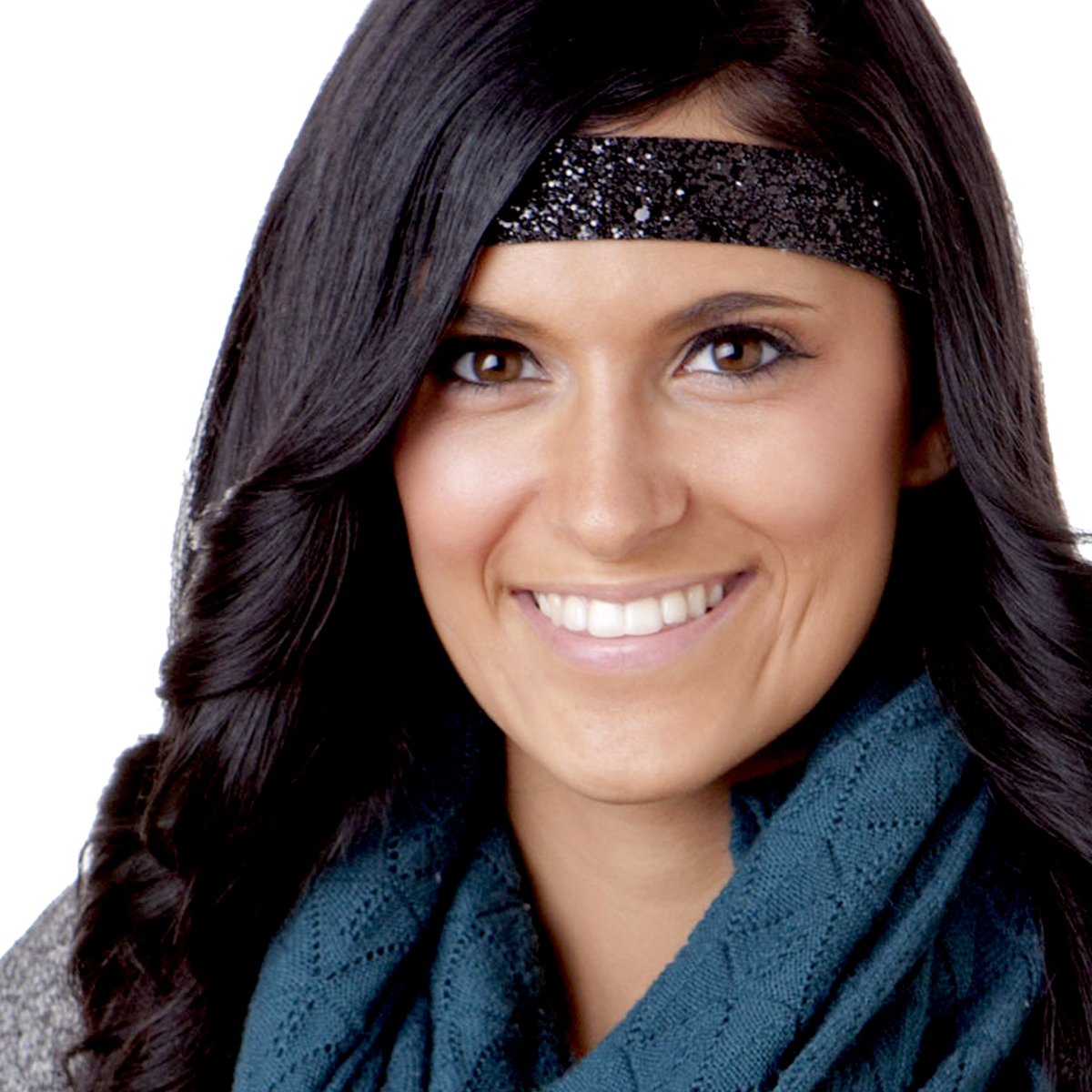 Sparkly Bling Mixed 3-Pack Adjustable No-Slip Headbands for Women, Girls & Teens - Petite Size (Bling Glitter Mixed Black) | Perfect for School, Sports, Workouts & Everyday Fashion Accessories