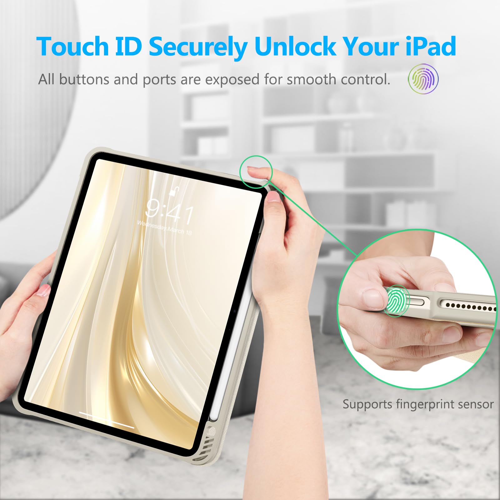 Fintie SlimShell Protective Case for iPad Air 11-inch M3 (2025) & M2 (2024), iPad Air 5th & 4th Gen 10.9 Inch - Lightweight Flexible TPU Back Cover with Apple Pencil Holder (Starlight Color) | Perfect for Work, School & Travel Protection