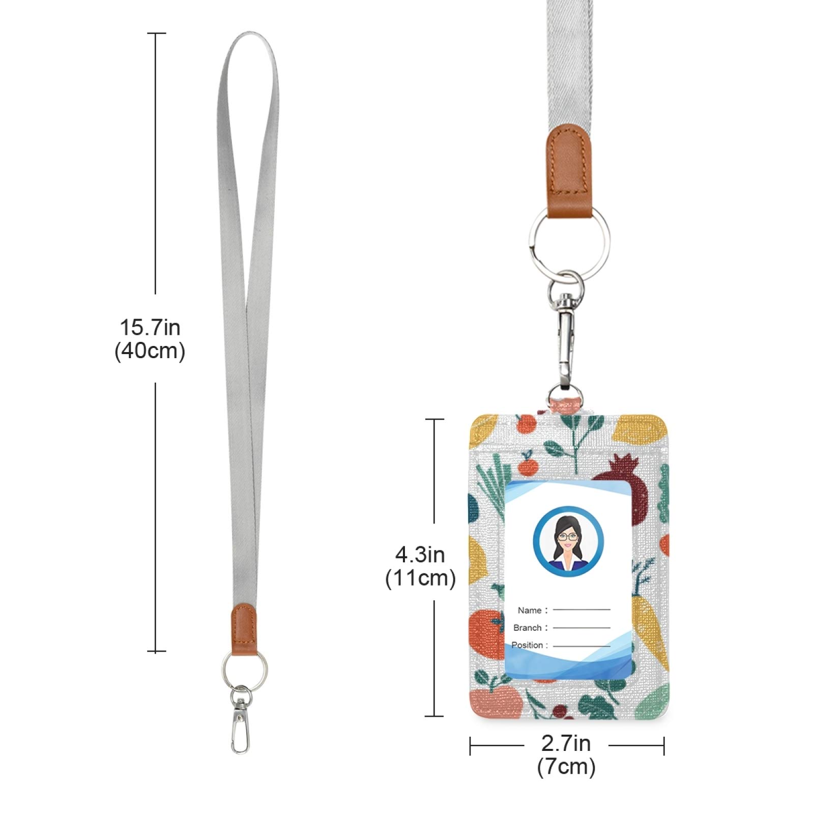 Colorful Fruits & Veggies ID Badge Holder with Lanyard - Office & School Use
