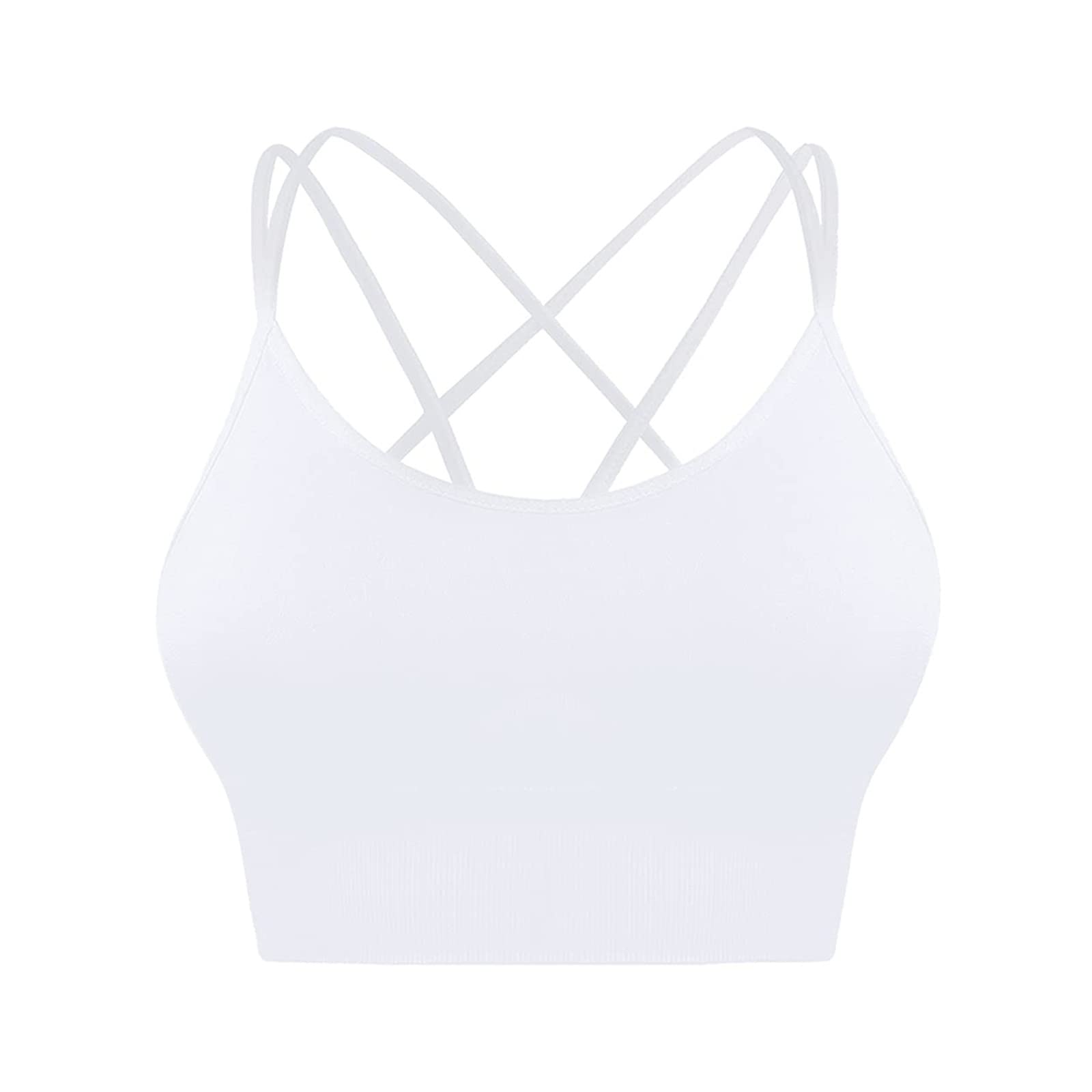 Women's Cross Back Sports Bras - Padded Strappy Cropped Yoga Bras for Workout & Fitness | Low Impact Support | Crisscross Design for Yoga, Gym, Running & Daily Wear