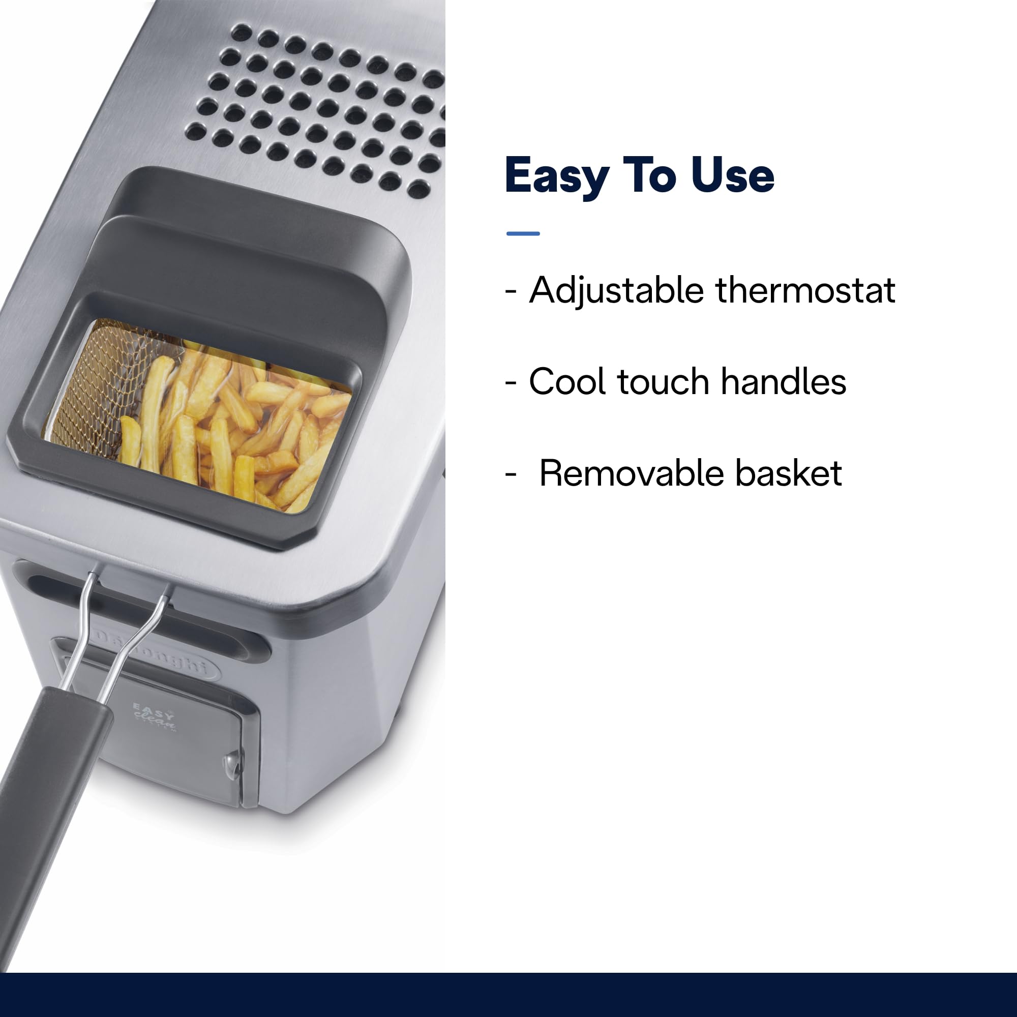 DeLonghi Livenza 1-Gallon Deep Fryer with EasyClean System - Adjustable Thermostat & Cool Touch Handles - Dishwasher Safe Oil Fryer for Home Kitchen - Perfect for Frying Chicken, Fish, French Fries & Donuts