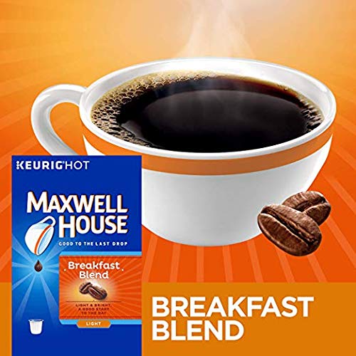 Maxwell House Breakfast Blend Medium Roast Keurig K-Cup Coffee Pods - 12 Count Pack - Rich & Smooth Flavor for Morning Energy - Perfect for Home, Office or Travel Use