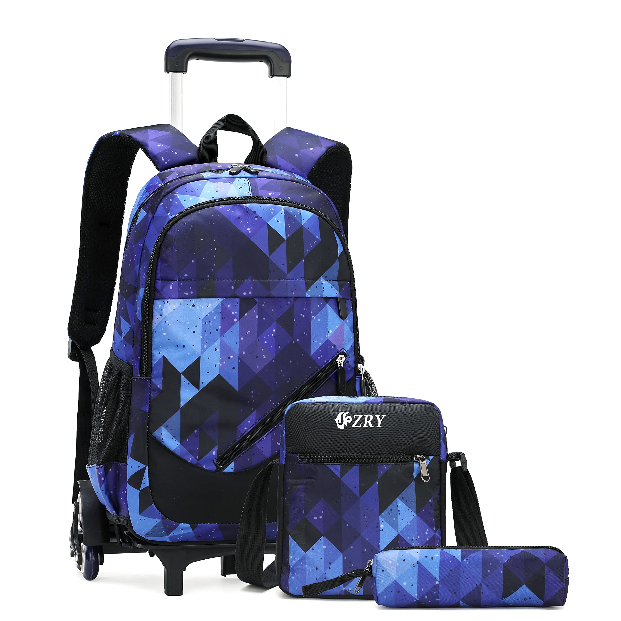 Rolling Backpack for Boys & Girls - 6-Wheel Trolley School Bag with Lunch Box & Pencil Case Set - Durable Rolling Backpacks for Elementary Students - Perfect for School, Travel & Daily Commute
