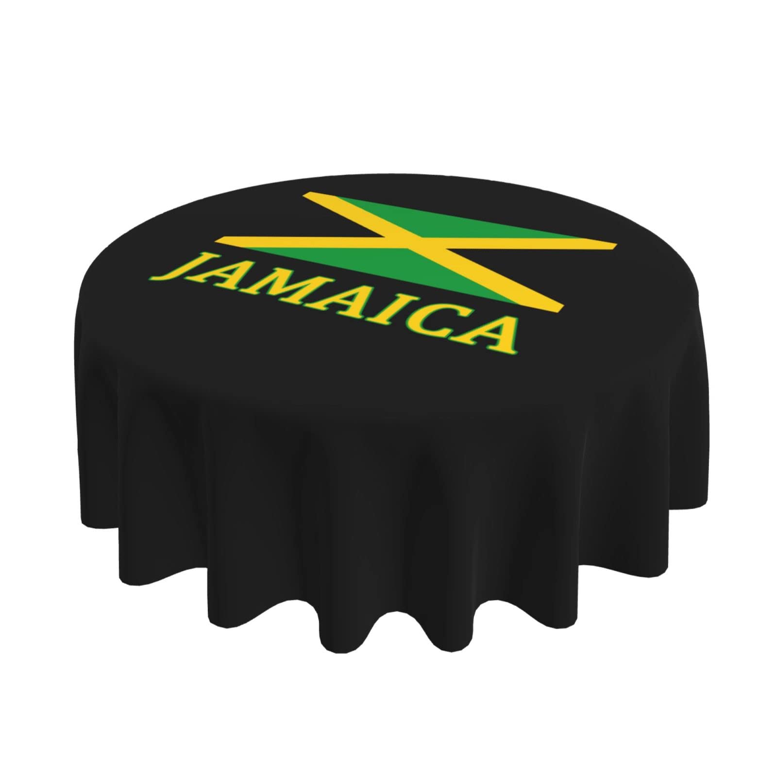 Jamaican Flag Round Tablecloth - 60 Inch Decorative Cotton Table Cover for Dining, Coffee & Outdoor Use - Perfect for Parties, Caribbean Theme Decor & Home Celebration