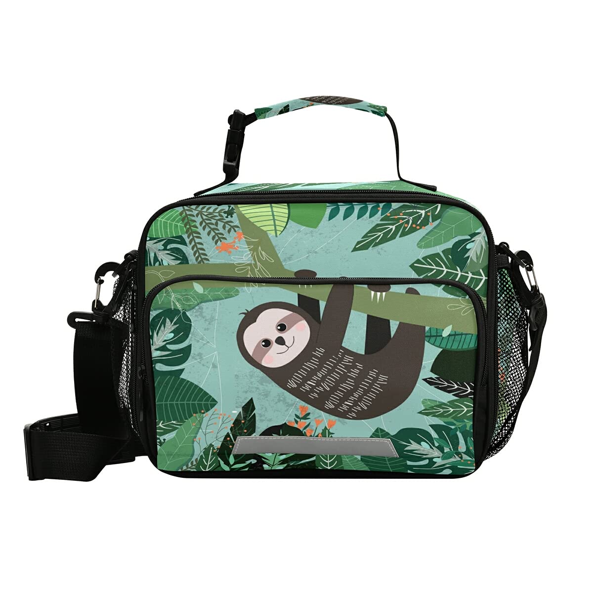 Insulated Sloth & Tropical Leaves Lunch Box for Kids - Adjustable Shoulder Strap, Leak-Proof School Lunch Bag for Boys & Girls - Perfect for School, Picnics & Outdoor Adventures