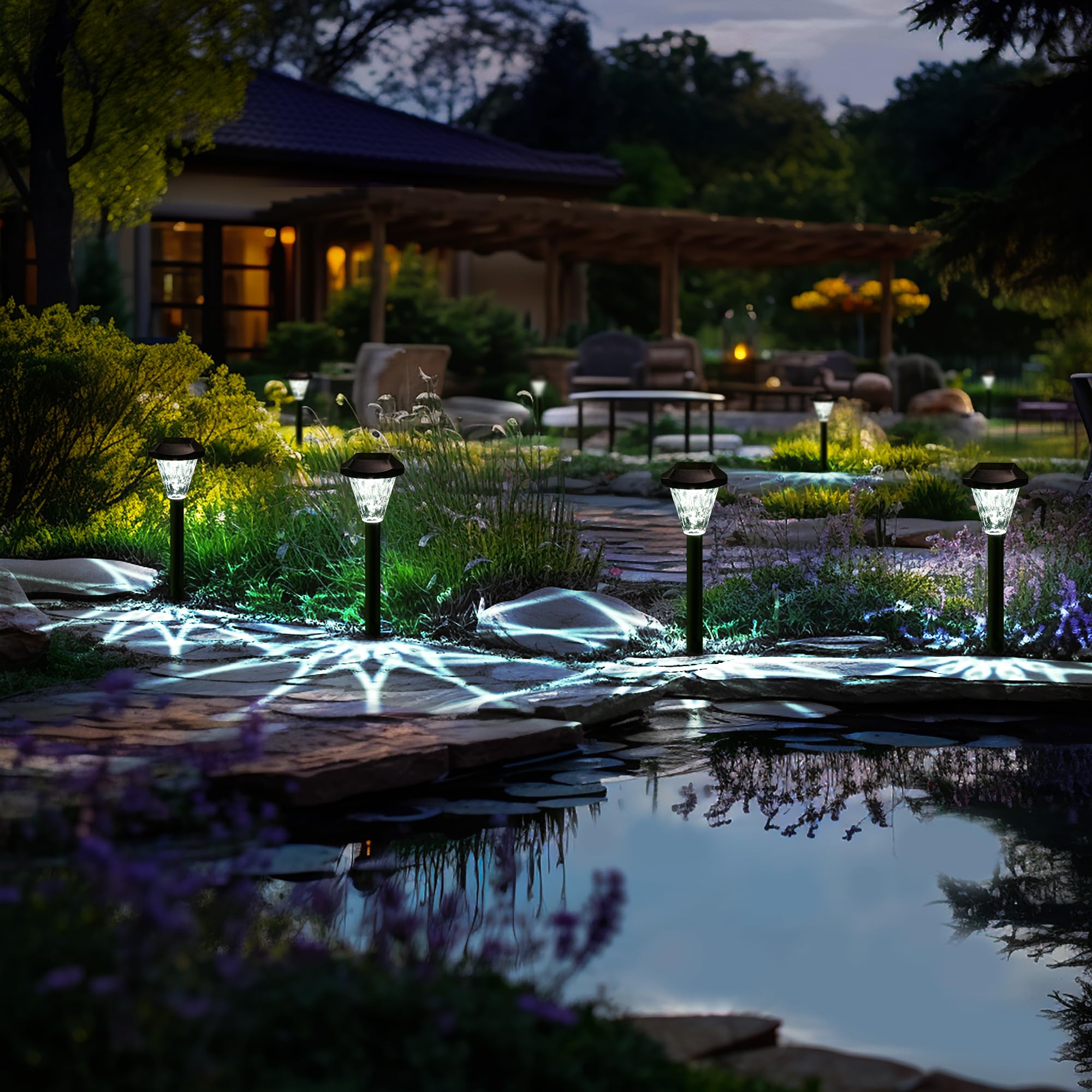 GIGALUMI 12 Pack Solar Powered Outdoor Lights Waterproof - Upgraded Solar Garden Lights for Pathway, Patio, Lawn, Yard & Landscape - Perfect for Evening Ambiance, Backyard Decor & Energy-Efficient Outdoor Lighting