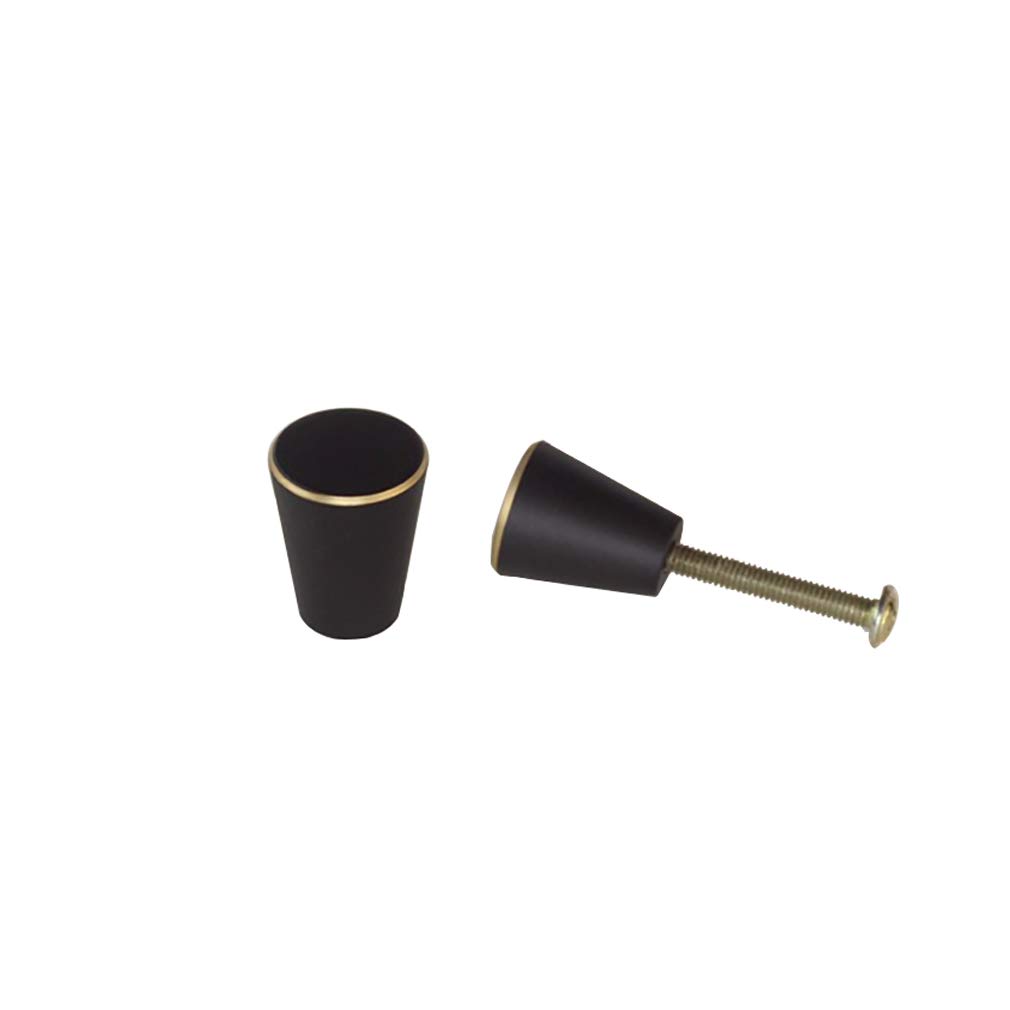 4Pcs Brass Single Hole Cabinet Knobs - Small Black Cone Drawer Pulls for Wardrobe, Furniture & Cabinet Doors | Durable & Stylish Hardware for Home Decor & DIY Projects