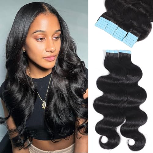 40Pcs Body Wave Tape in Hair Extensions