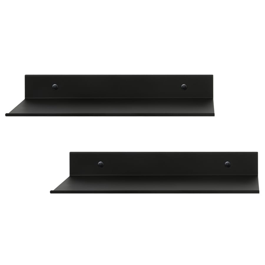 Metal Small Decor Shelves - Mini Floating Wall Shelf for Smart Speakers & Collectibles, Aluminum Wall Mounted Display Shelf, Matte Black, 12x5 Inches, 1ft Wide (2 Pack) - Perfect for Bedroom, Office & Living Room Organization