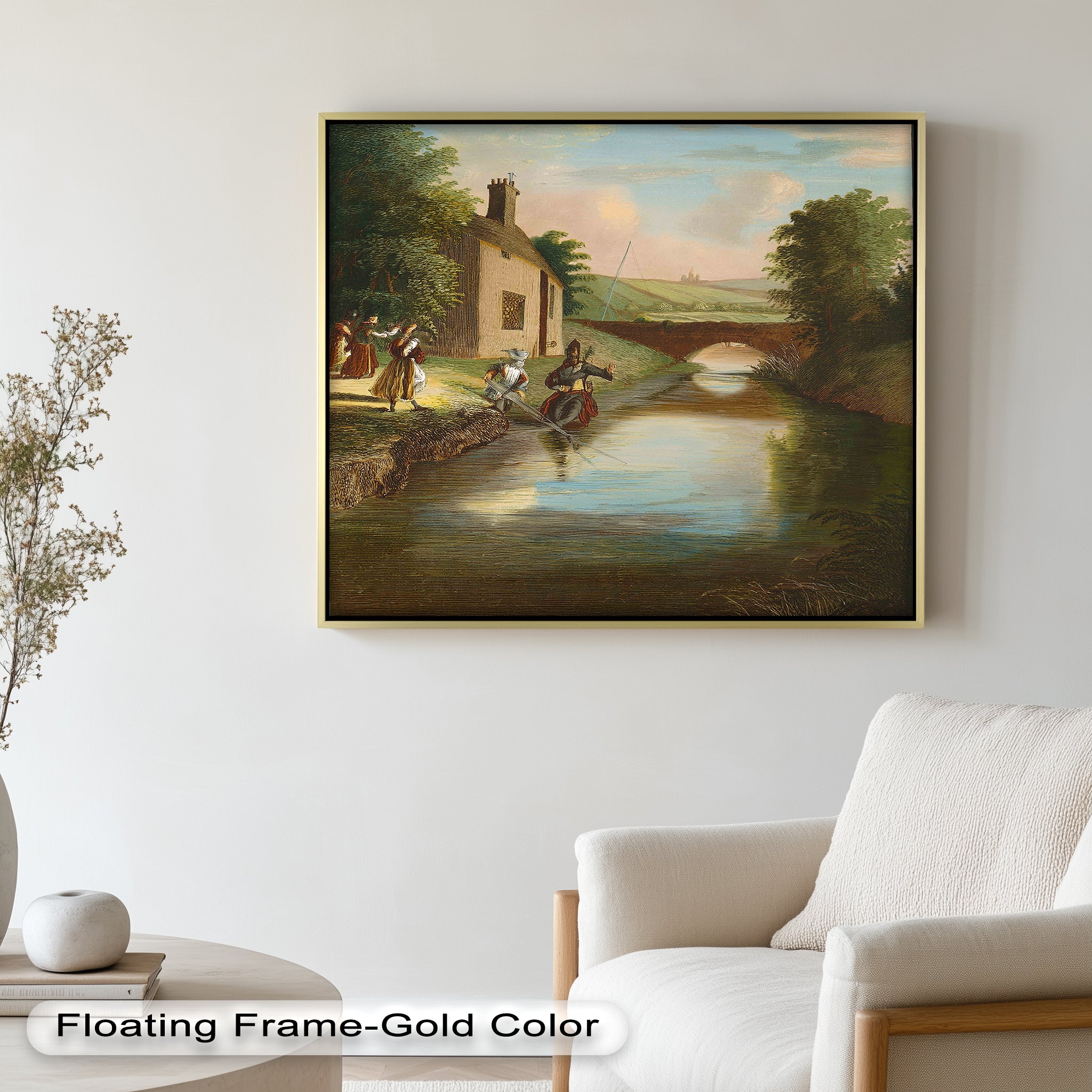 Romantic English Countryside Historic Oil Painting - A Day by the River - Perfect for Home Decor, Living Room Wall Art & Gift Ideas