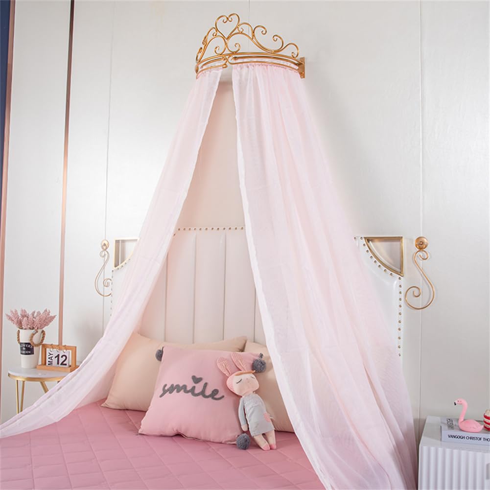 Lotus Karen Princess Bed Canopy with Lace Mosquito Net - Metal Crown Design for Girls, Kids & Toddlers | Nursery Decor, Bedroom Decoration for Baby Shower & Birthday Gifts