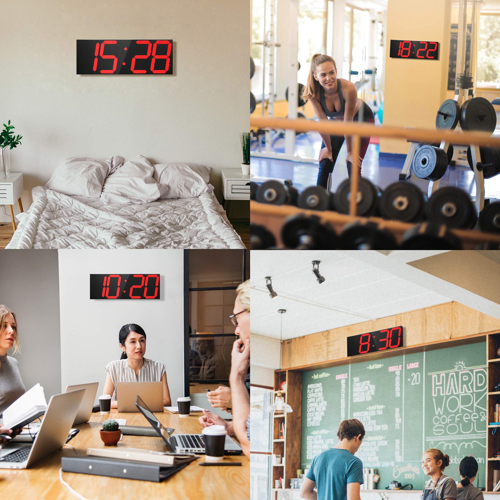 Large LED Digital Wall Clock with 6