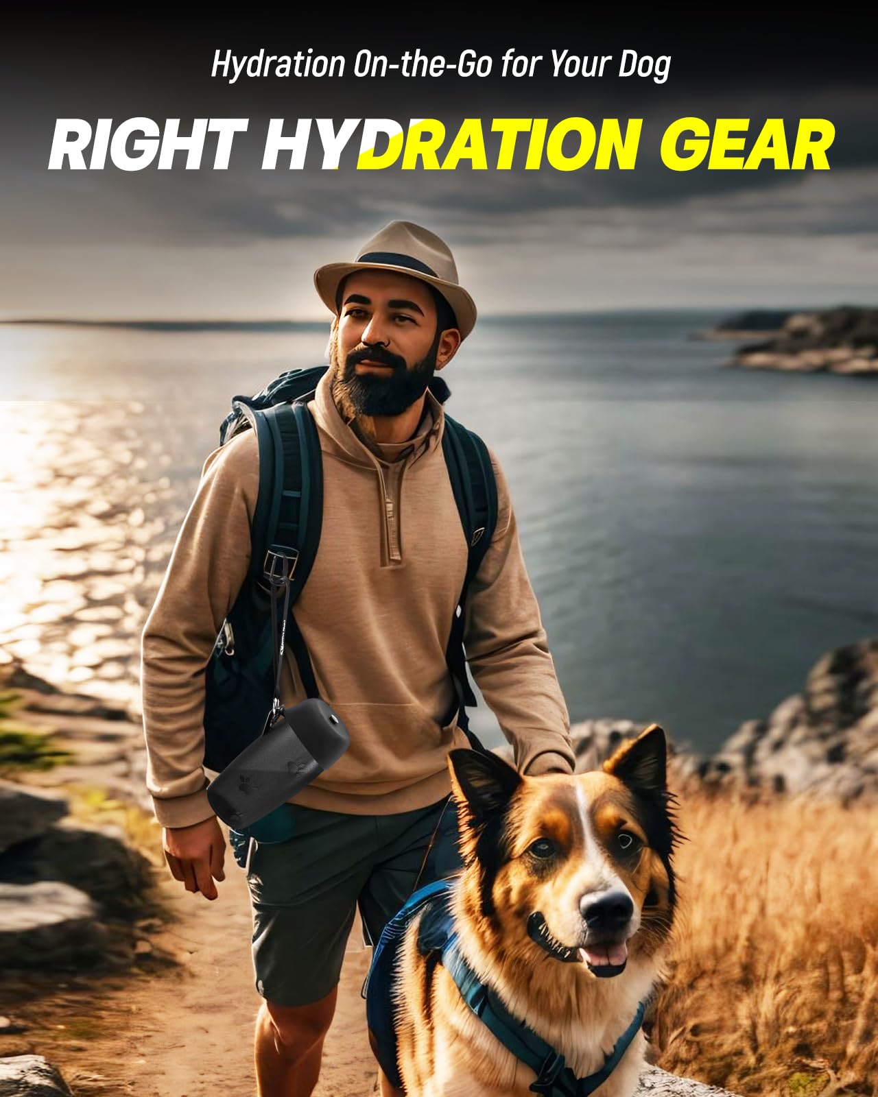 Leak-Proof Dog Water Bottle 28oz - Portable Pet Travel Dispenser for Outdoor Walking & Hiking
