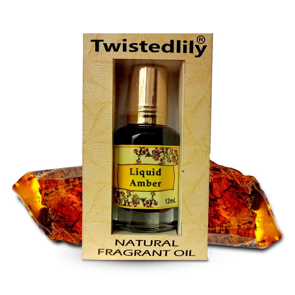 Twisted Lily Liquid Amber Perfume Oil Roll-On (12ml) - Unisex Fragrance for Women & Men, Amber Wood Scent, Long-Lasting Essential Oil Perfume - Perfect for Daily Wear, Date Nights & Gifts