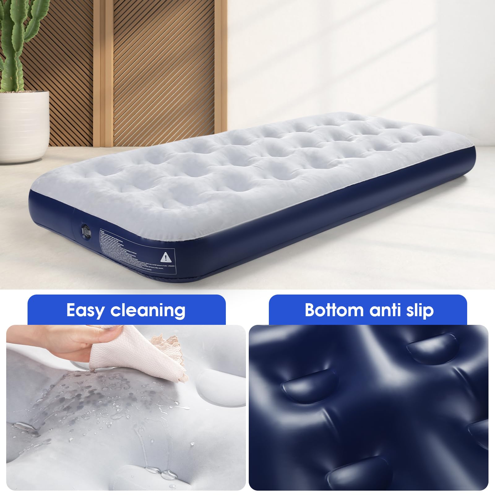 **2-Pack Inflatable Camping Air Mattress with Flocked Surface - Portable Travel Air Bed for Outdoor Camping, Tent, Guest & Travel - Perfect for Backpacking, Hiking & Home Use**