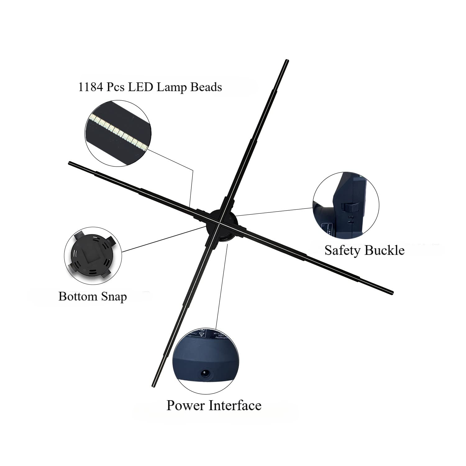 3D Hologram LED Fan - 39.4 Inch Large Holographic Display with 1184 LED Lights, 1440P High Brightness Naked Eye Hologram Projector for Business Exhibitions, Trade Shows & Retail Stores - Perfect for Advertising, Product Displays & Interactive Experiences