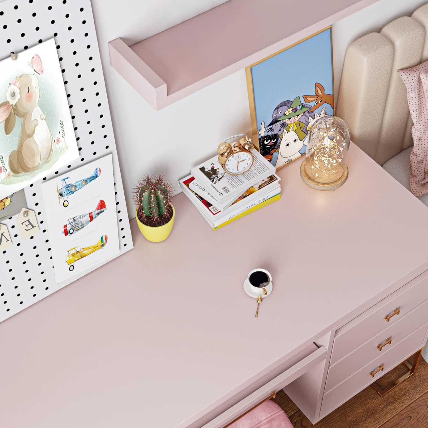 Livelynine 15.8x394 Inch Light Pink Peel and Stick Wallpaper - Self-Adhesive Removable Contact Paper for Bedroom, Kids Room, Nursery, Bathroom, Dorm, Classroom, Locker, Desk & Cabinet - Blush Pink Wall Decor for Girls & Teens - Perfect for DIY Home Decor, Furniture Makeover and Room Renovation