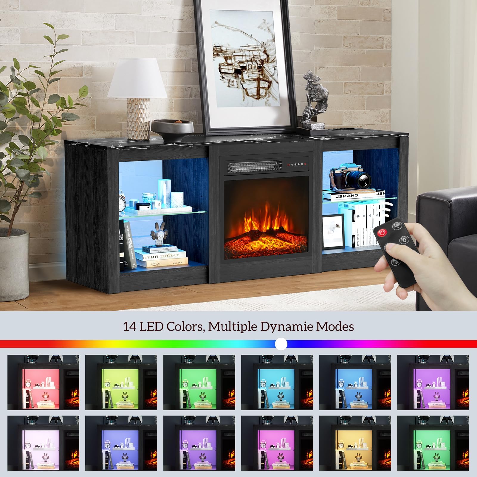 BREEZEHEAT 58 Inch TV Stand with 18