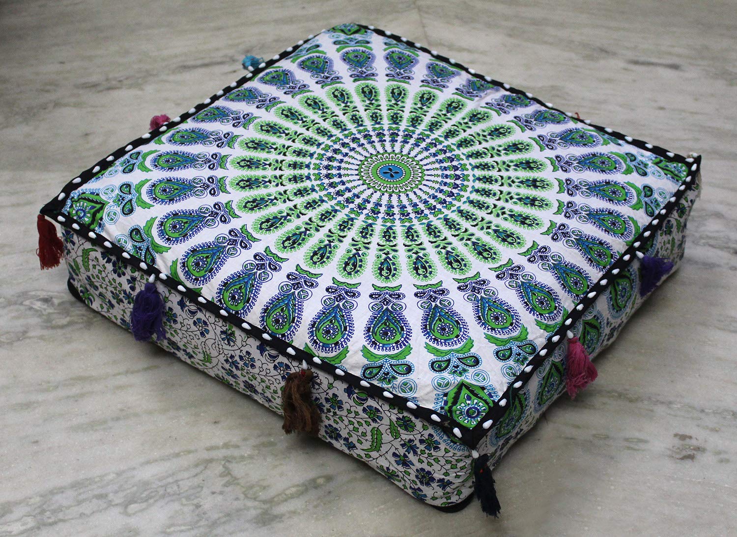 Large Square Cotton Mandala Cushion Cover - 18