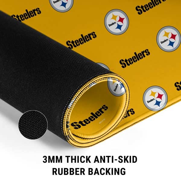 Skinit Medium Gaming Mouse Pad - Officially Licensed NFL Pittsburgh Steelers Blitz Series Design | Stitched Edges, Waterproof, Non-Slip Rubber Base | Perfect Desk Mat for Keyboard & Mouse | Ideal for Gaming, Office Work & Home Computer Setup