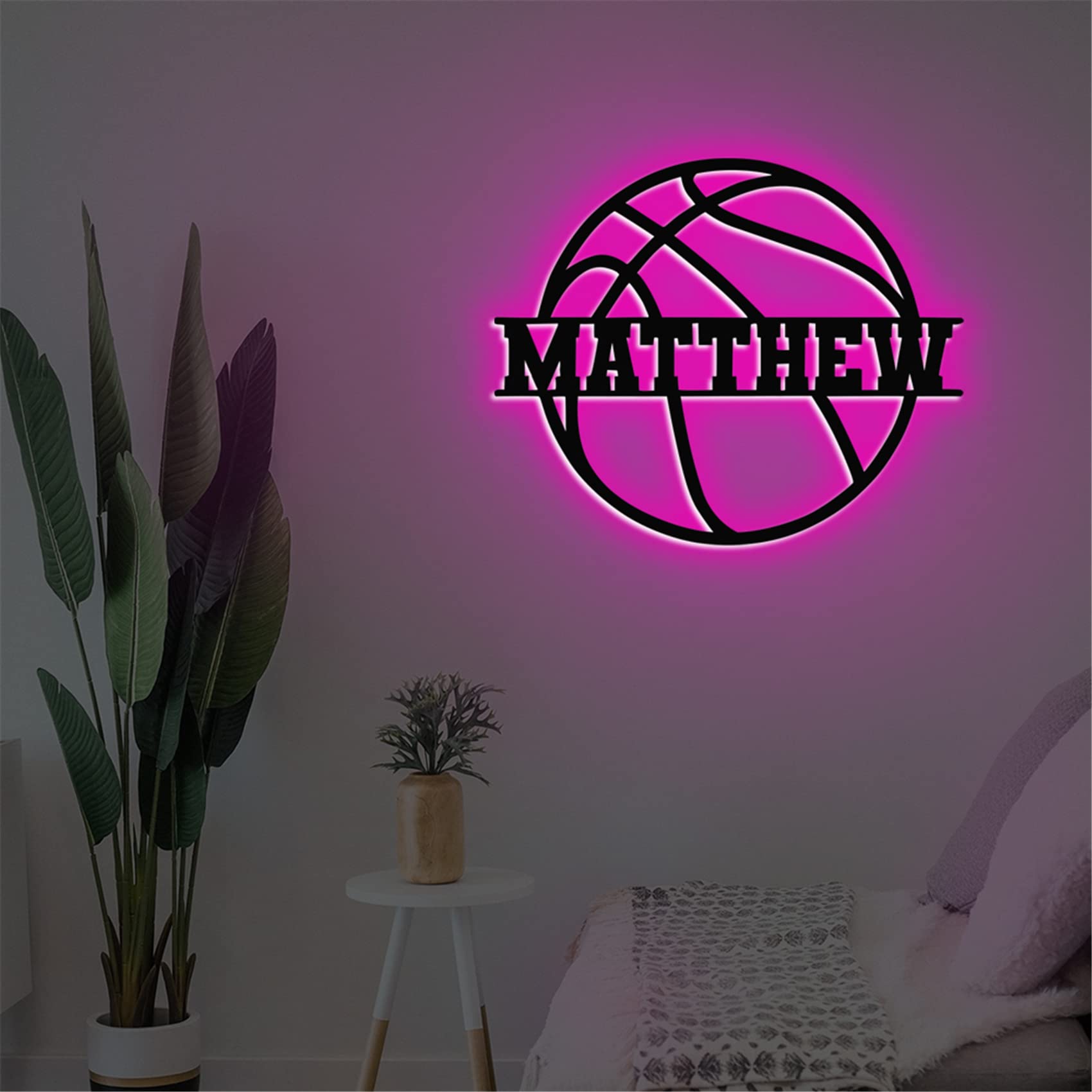 Personalized Name Basketball Night Light - Custom LED Basketball Wall Art Lamp for Boys, Sports Fans - Perfect Gift for Birthday, Christmas, New Year - Ideal for Bedroom, Game Room & Sports Themed Decor (Basketball Ball Lamp-1)