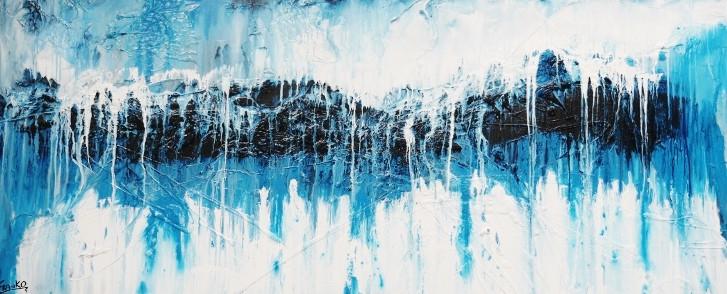 Blue Abstract Denim Beauty Painting 240cm x 100cm - Large Wall Art for Living Room, Bedroom & Office Decor