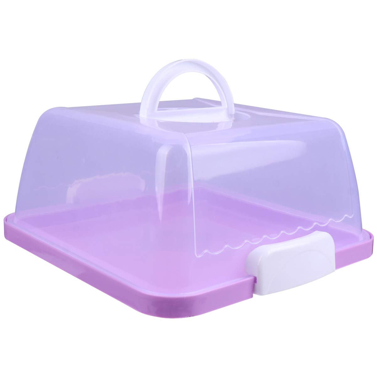 Hemoton 1-Piece Transparent Cake Storage Box with Lid - Portable Cake Carrier for Birthday, Cupcakes & Candy | BPA-Free Plastic Cake Keeper for Parties, Picnics & Home Decor (Purple)