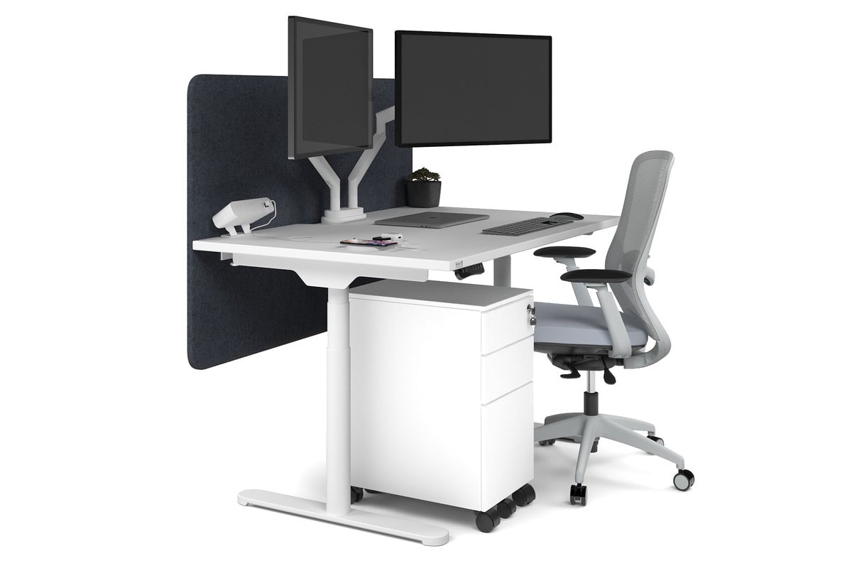 Flexi Premium Height Adjustable Single Workstation Desk - 1400L x 800W with Cable Management - Ergonomic Standing Desk for Home Office & Workspace