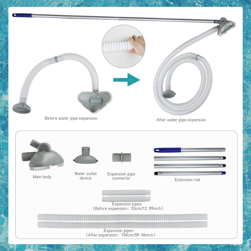 Handheld Pool Vacuum Cleaner with Hose - Ideal for Spas & Small Pools - Sand & Debris Removal