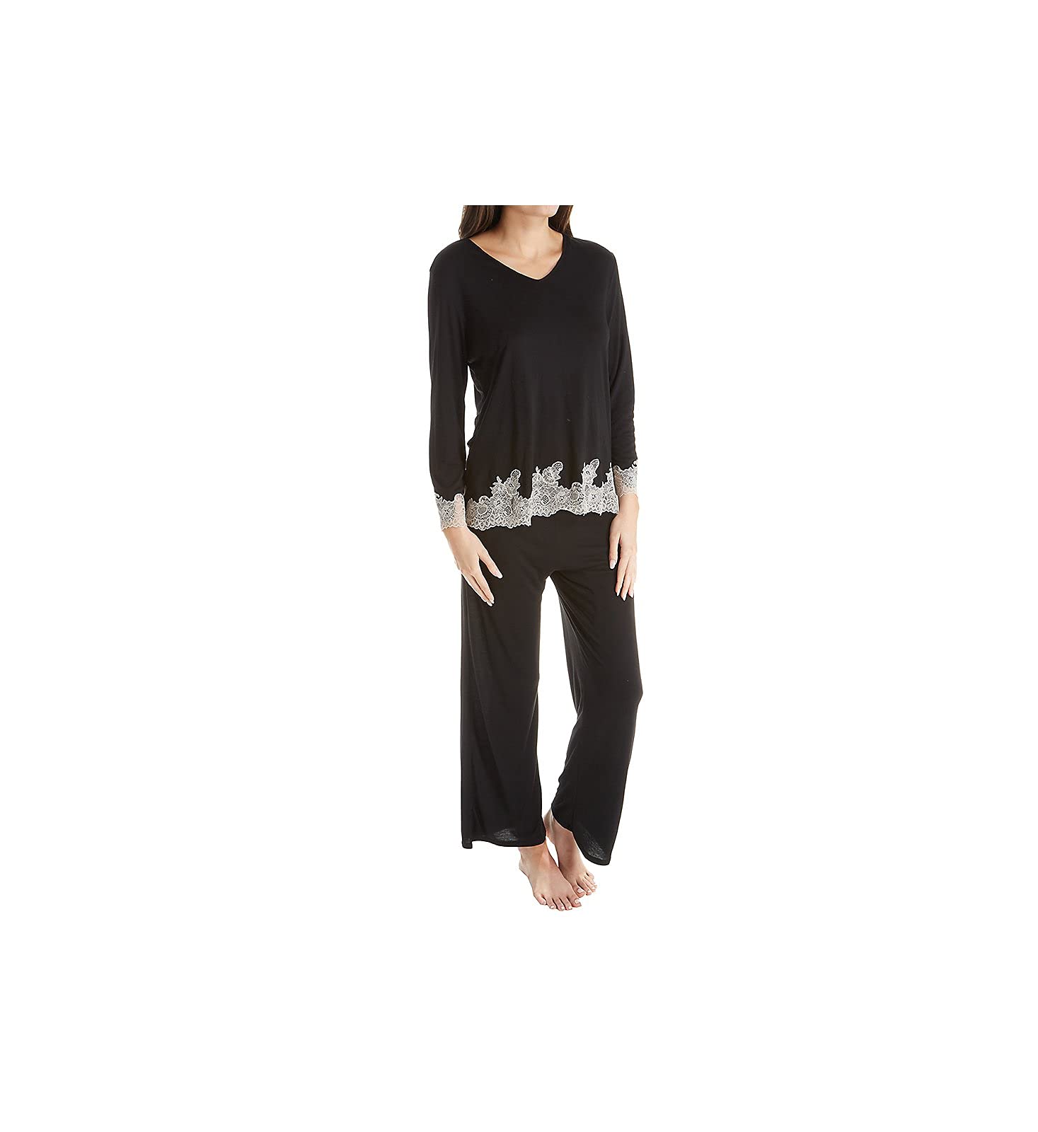 Natori Luxe Shangri-La Long Sleeve Pajama Set for Women - Soft Cotton Sleepwear, Comfortable Loungewear - Perfect for Relaxing at Home, Spa Nights & Cozy Evenings