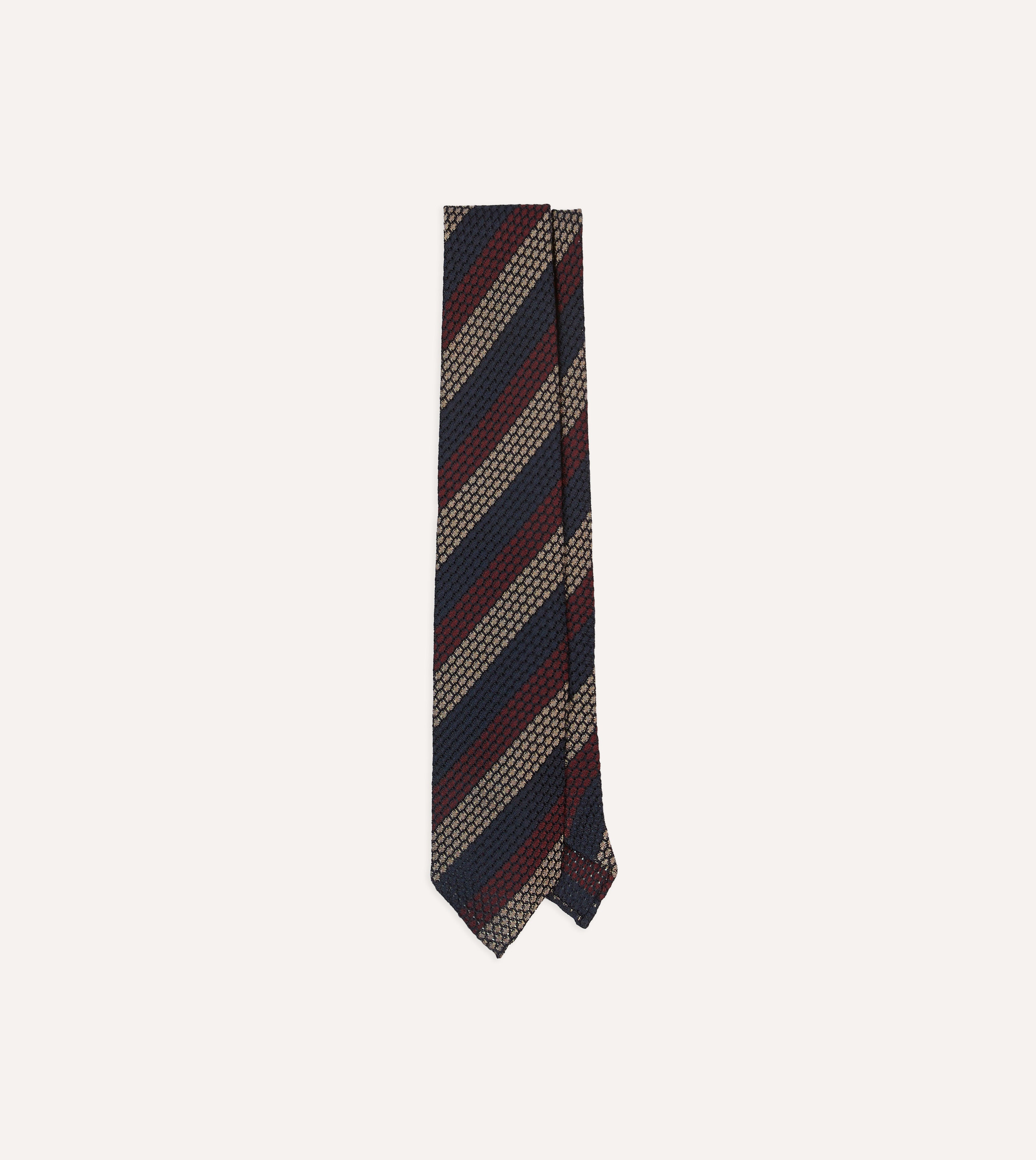 Premium Navy, Red & Gold Striped Hand-Rolled Silk Grenadine Necktie for Men - Perfect for Weddings, Business Meetings & Formal Occasions