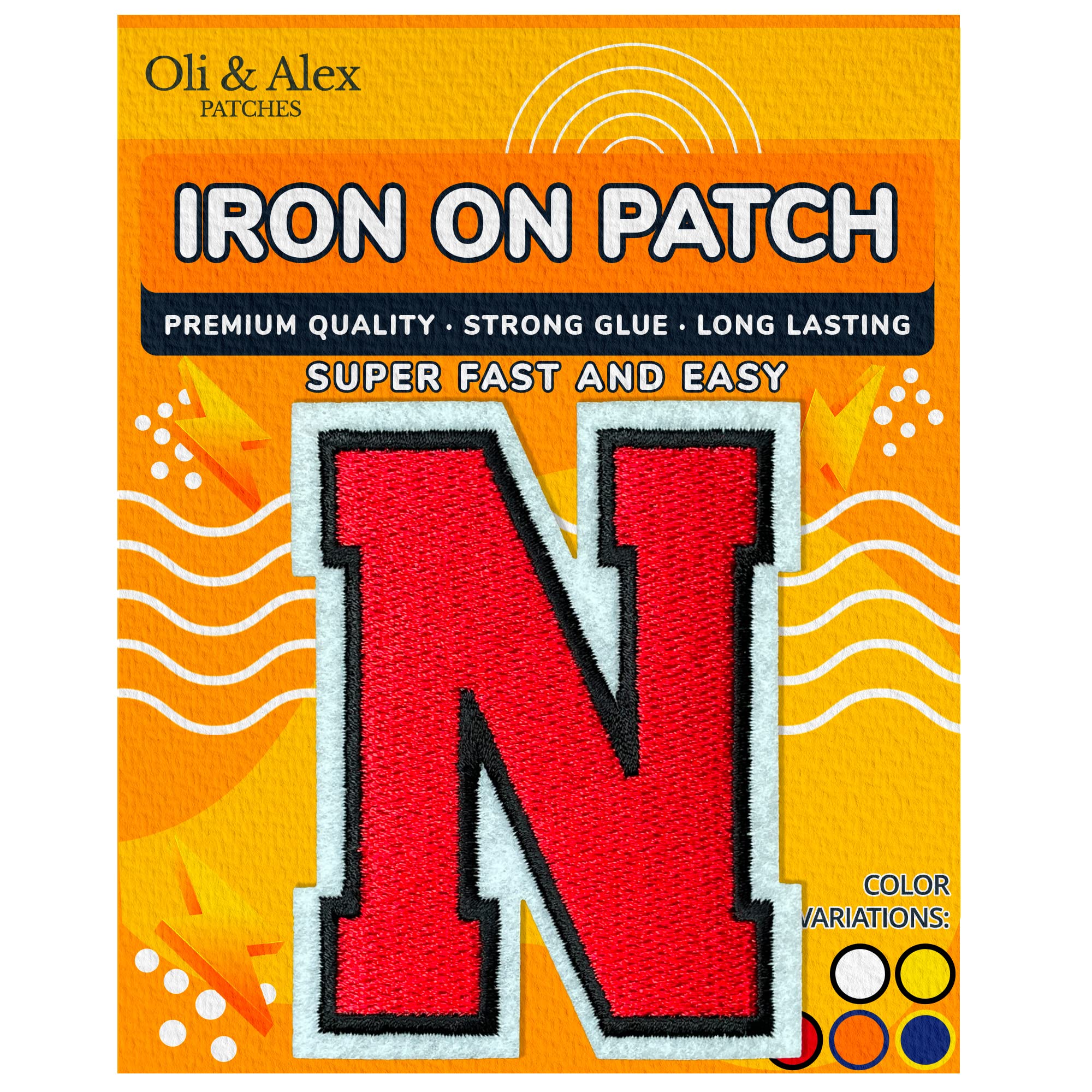 Iron On Letter Patches - Embroidered Red Letter F Patch for Jeans, Jackets & Hats - 3.2
