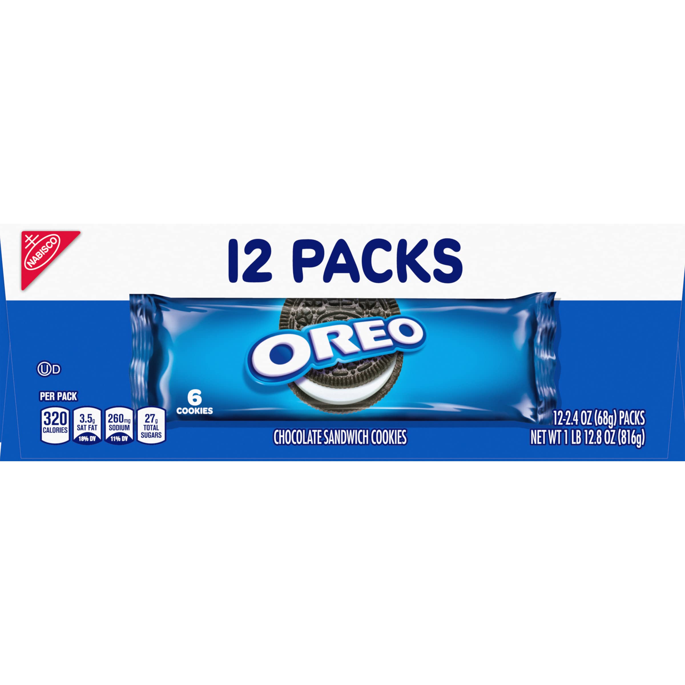 OREO Chocolate Sandwich Cookies, 12 Pack (2.4 oz Each) - Perfect for School Lunch Boxes, Office Snacks & Afternoon Tea Treats