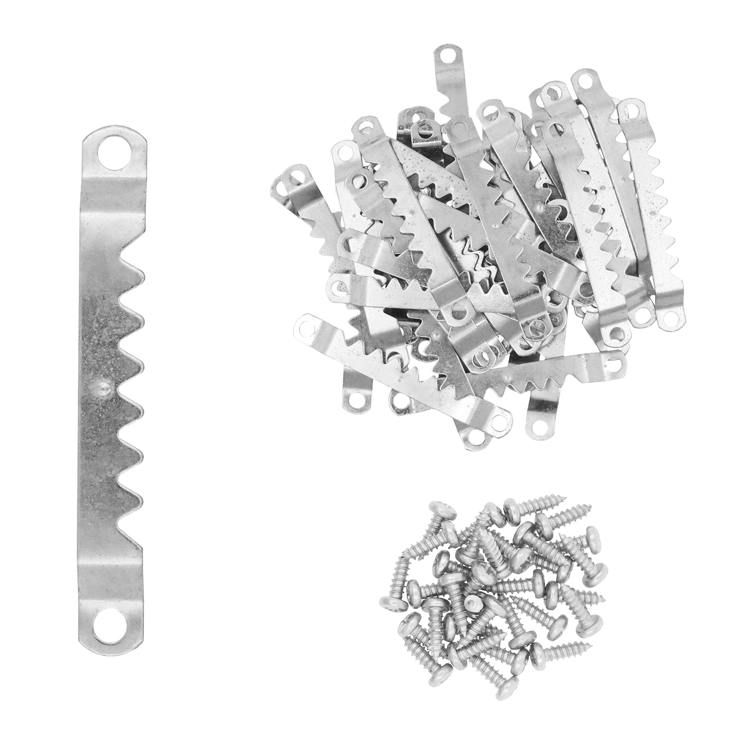 Mandala Crafts Sawtooth Picture Hangers - 100 Sets Large Silver Picture Frame Hanging Hardware Kit with Screws for Canvas, Wood & Wall Art - Perfect for Home Decor, Gallery Displays & Office Wall Organization