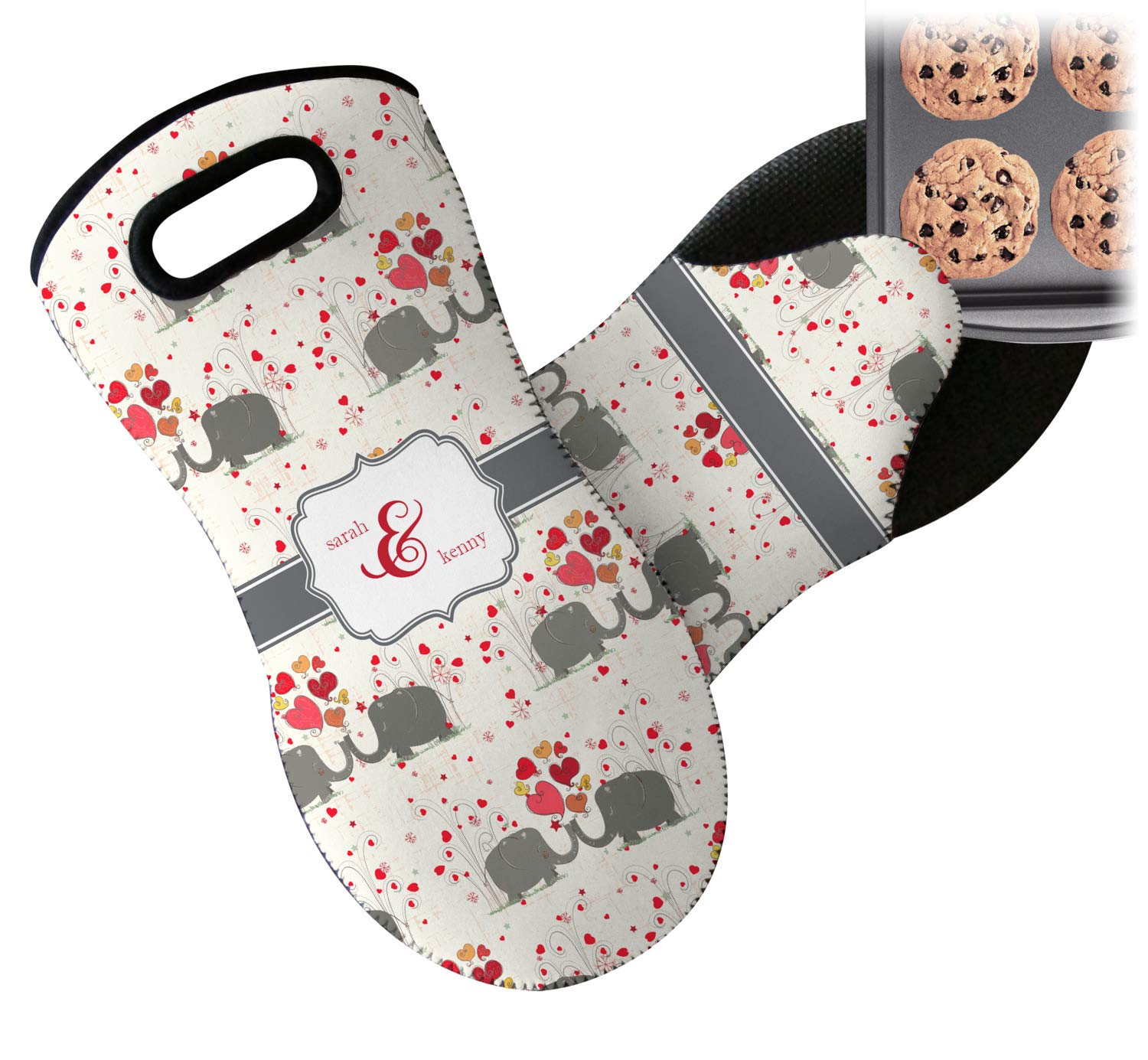 Personalized Elephants in Love Neoprene Oven Mitt - Custom Couple's Names - Perfect Wedding Gift & Kitchen Essential for Newlyweds