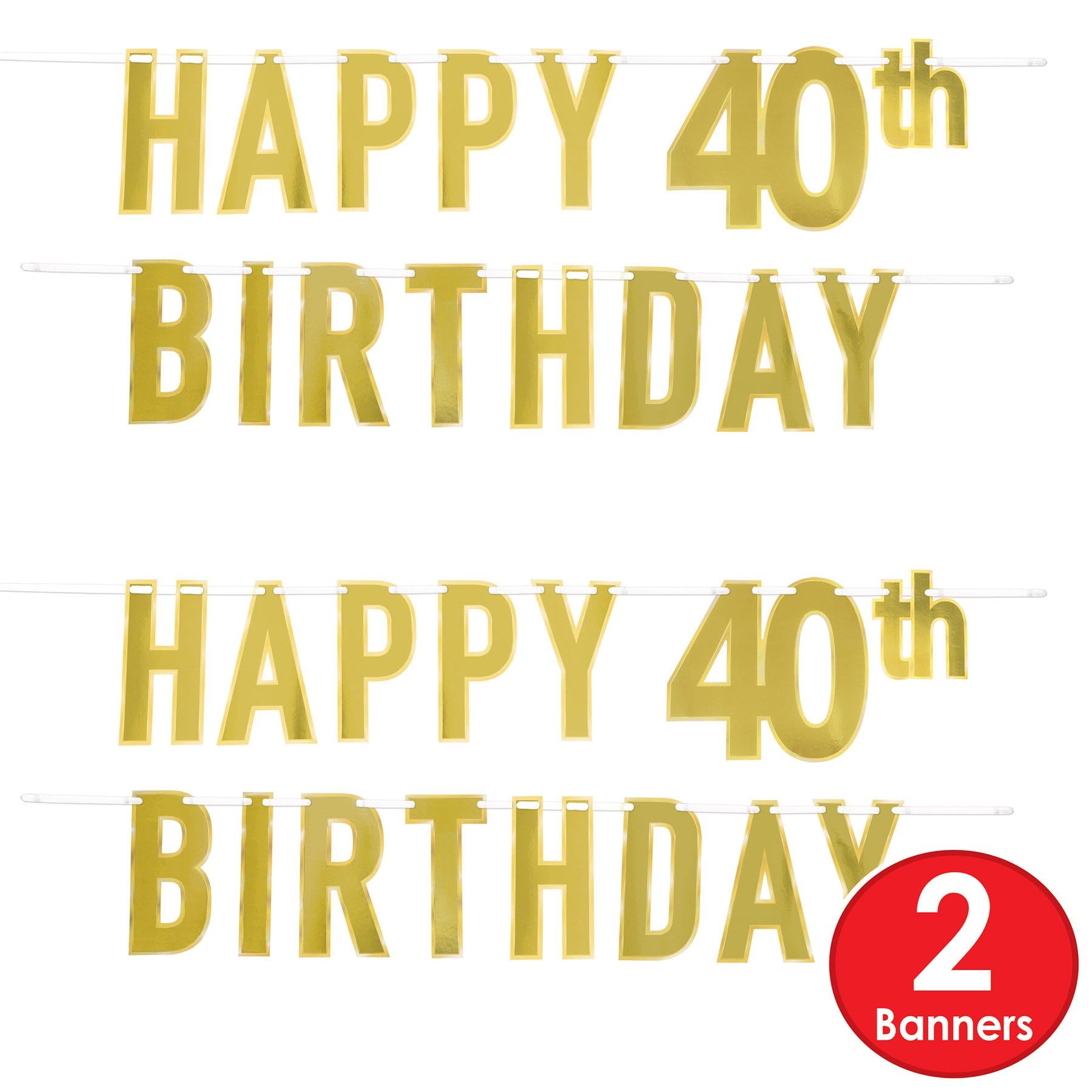 Beistle 12-Pack Foil Happy 40th Birthday Party Streamers - Perfect for Birthday Decorations, Anniversary Celebrations & Milestone Parties