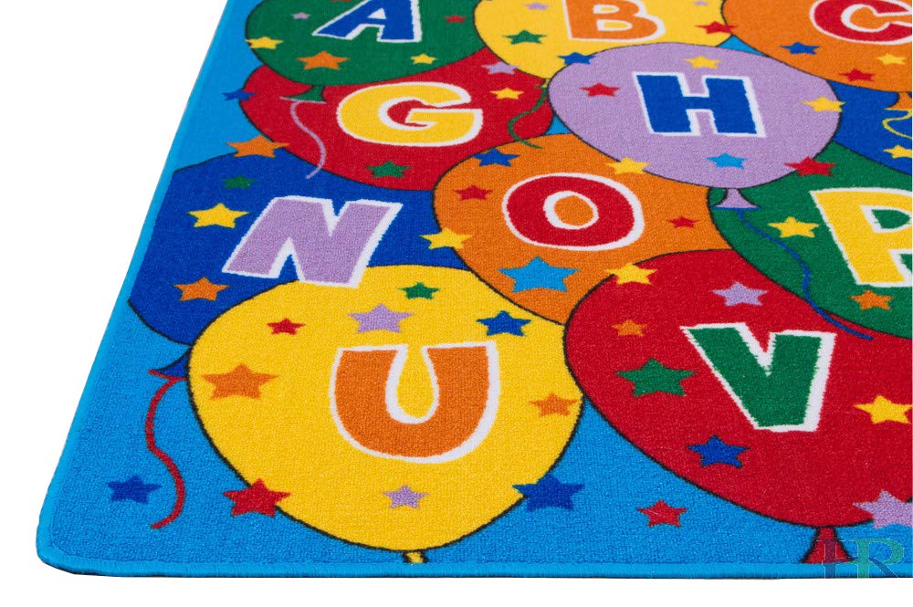 Handmade Kids Educational Play Rug - Alphabet Balloons Puzzle Playmat for Learning & Fun, 8x10 ft Multi-Color ABC Design - Perfect for Nursery, Classroom & Playroom Floor Activities