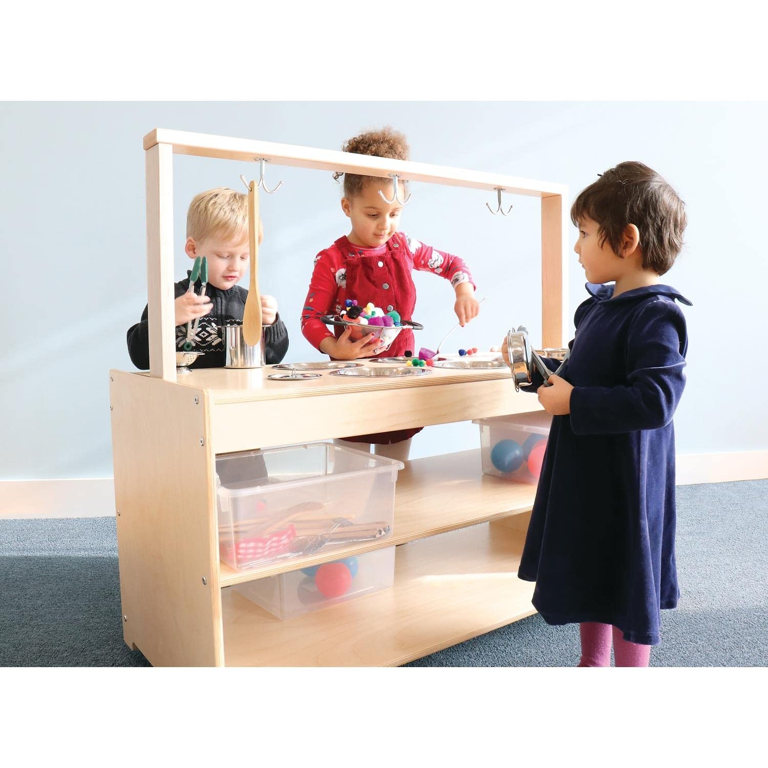 Sensory Play Kitchen for Toddlers - Montessori Learning Toy for Kids - Pretend Cooking Set with Realistic Sounds & Lights - Perfect for Early Childhood Development & Imaginative Play
