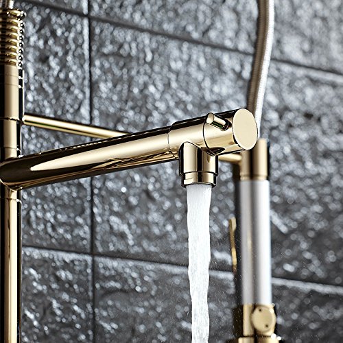 Gold Pull Out Kitchen Faucet with Sprayer - Modern Sink for Easy Cooking