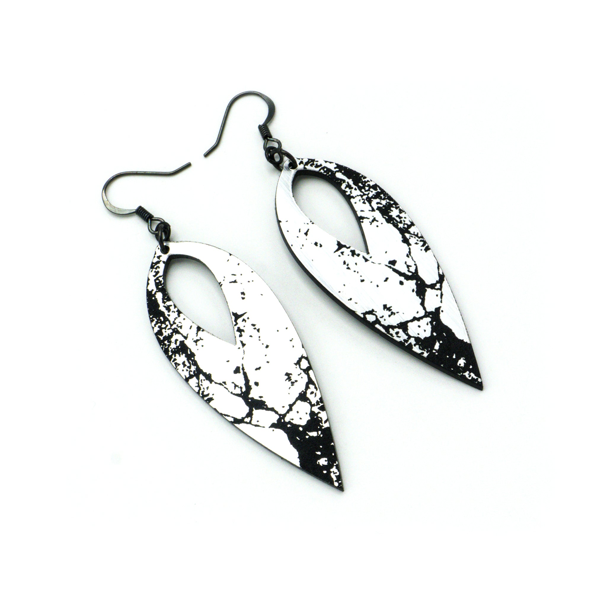 Stylish Acrylic Earrings - Brushed Silver & Black Handmade Dangle Earrings for Women | Perfect for Parties, Weddings & Everyday Wear