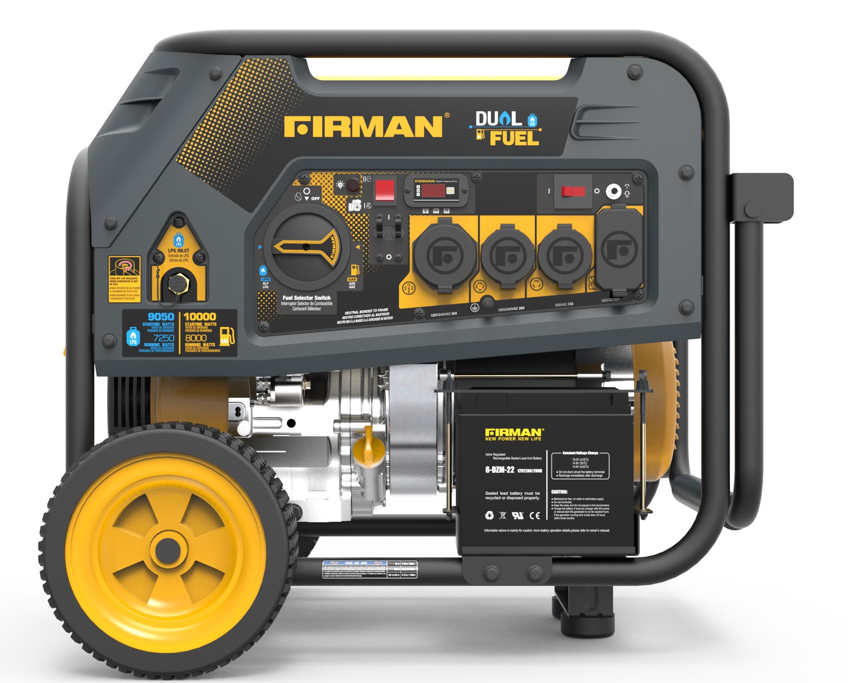 Firman H08053 8000W/10000W Dual Fuel Portable Generator with Electric Start & 50A Outlet - Reliable Power for Home Backup, Camping & Outdoor Activities